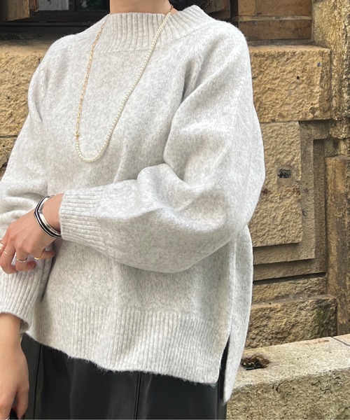 Chez toi(シェトワ)の「MIX糸ラグラン切替袖ボリュームプルオーバー(ニット/セーター・レディース・インディゴブルー/パープル/アイボリー/ライトグレー・FREE)」の14枚目の写真