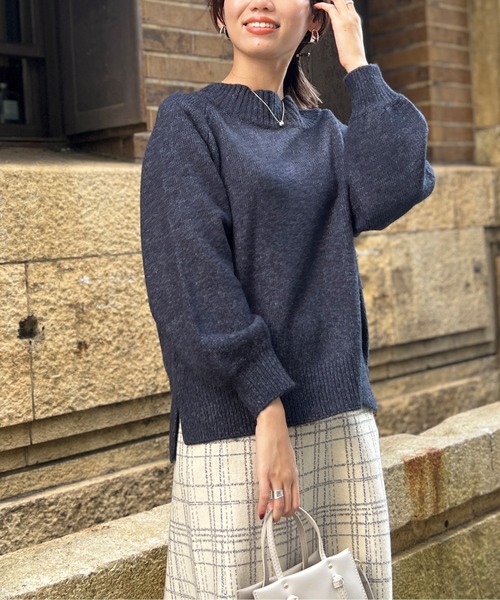 Chez toi(シェトワ)の「MIX糸ラグラン切替袖ボリュームプルオーバー(ニット/セーター・レディース・インディゴブルー/パープル/アイボリー/ライトグレー・FREE)」の20枚目の写真