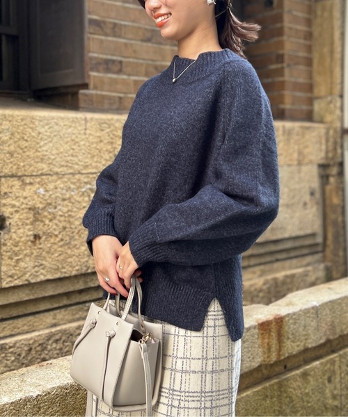 Chez toi(シェトワ)の「MIX糸ラグラン切替袖ボリュームプルオーバー(ニット/セーター・レディース・インディゴブルー/パープル/アイボリー/ライトグレー・FREE)」の21枚目の写真