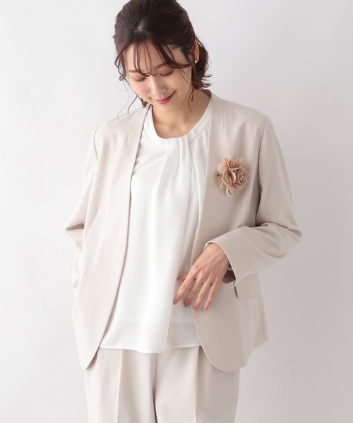 GLOBAL WORK（グローバルワーク）の「ウツクシルエットVジャケット/124257（ノーカラージャケット・レディース・ブラック/アイボリー/モカ・X-LARGE/MEDIUM/LARGE）」の9枚目の写真