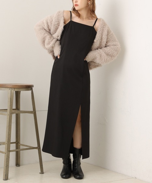 one after another NICE CLAUP（ワンアフターアナザーナイスクラップ）の「【新色追加】Iラインスリットキャミワンピース（ワンピース・レディース・ブラウン系その他/アイボリー/ピンク/ブラック・SMALL/MEDIUM）」の6枚目の写真