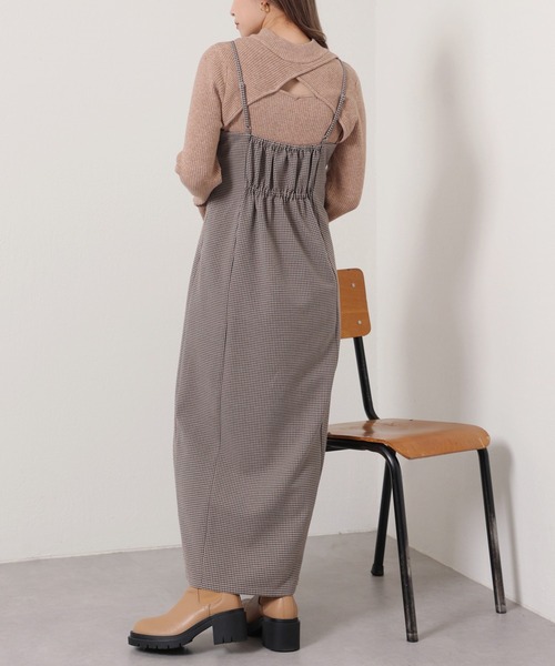 one after another NICE CLAUP（ワンアフターアナザーナイスクラップ）の「【新色追加】Iラインスリットキャミワンピース（ワンピース・レディース・ブラウン系その他/アイボリー/ピンク/ブラック・SMALL/MEDIUM）」の5枚目の写真