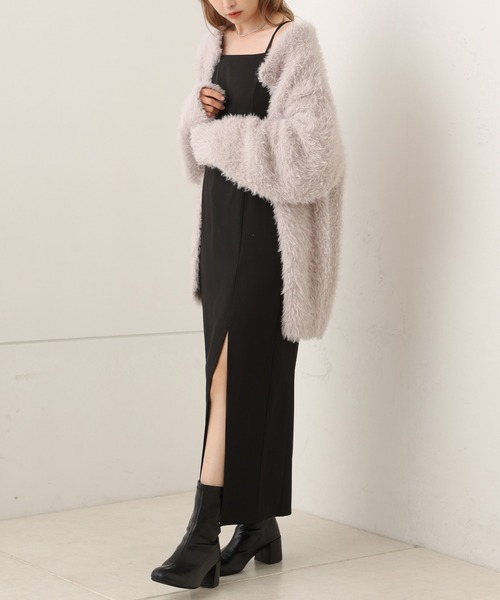 one after another NICE CLAUP（ワンアフターアナザーナイスクラップ）の「【新色追加】Iラインスリットキャミワンピース（ワンピース・レディース・ブラウン系その他/アイボリー/ピンク/ブラック・SMALL/MEDIUM）」の7枚目の写真