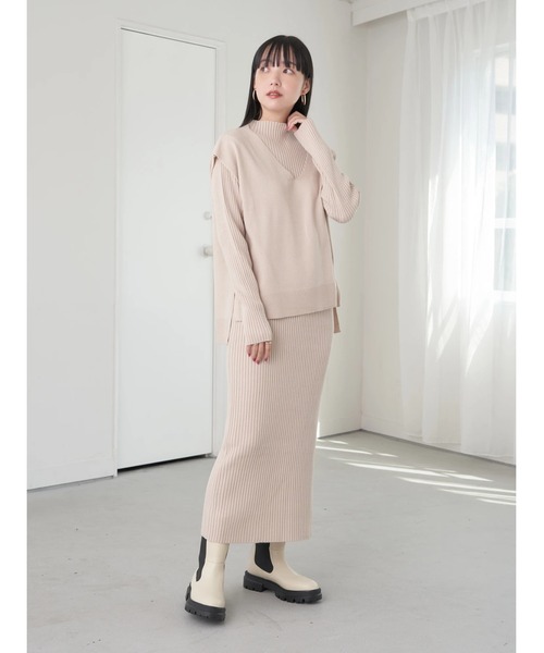 earth music&ecology(アースミュージックアンドエコロジー)の「SET2点レイヤードニットワンピース(ワンピース・レディース・ブラック/ライトベージュ/ピンク・FREE)」の15枚目の写真