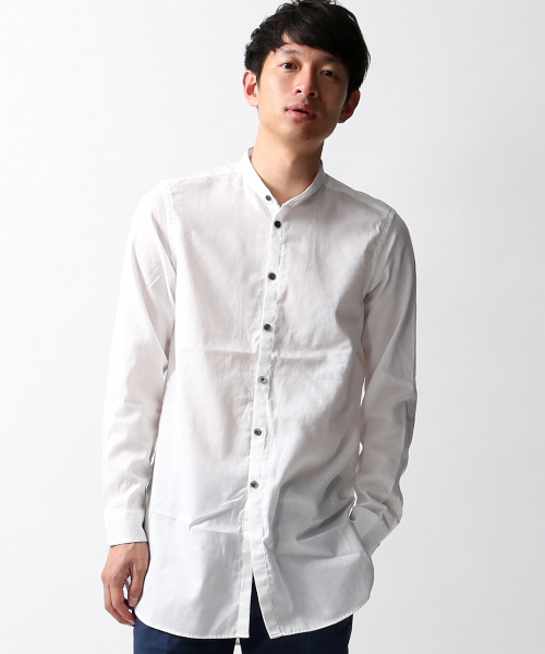 ABAHOUSE（アバハウス）の「リネン混バンドカラーシャツ（シャツ/ブラウス・メンズ・ホワイト/サックスブルー・2/3）」の2枚目の写真