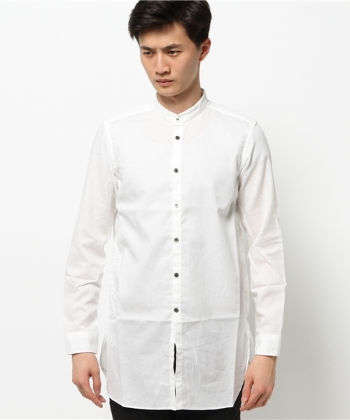 ABAHOUSE（アバハウス）の「リネン混バンドカラーシャツ（シャツ/ブラウス・メンズ・ホワイト/サックスブルー・2/3）」の3枚目の写真