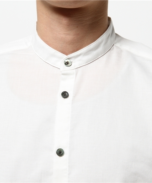 ABAHOUSE（アバハウス）の「リネン混バンドカラーシャツ（シャツ/ブラウス・メンズ・ホワイト/サックスブルー・2/3）」の6枚目の写真