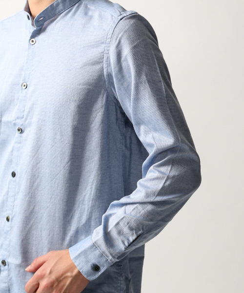 ABAHOUSE（アバハウス）の「リネン混バンドカラーシャツ（シャツ/ブラウス・メンズ・ホワイト/サックスブルー・2/3）」の12枚目の写真