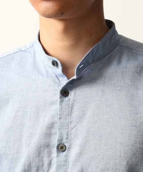 ABAHOUSE（アバハウス）の「リネン混バンドカラーシャツ（シャツ/ブラウス・メンズ・ホワイト/サックスブルー・2/3）」の13枚目の写真