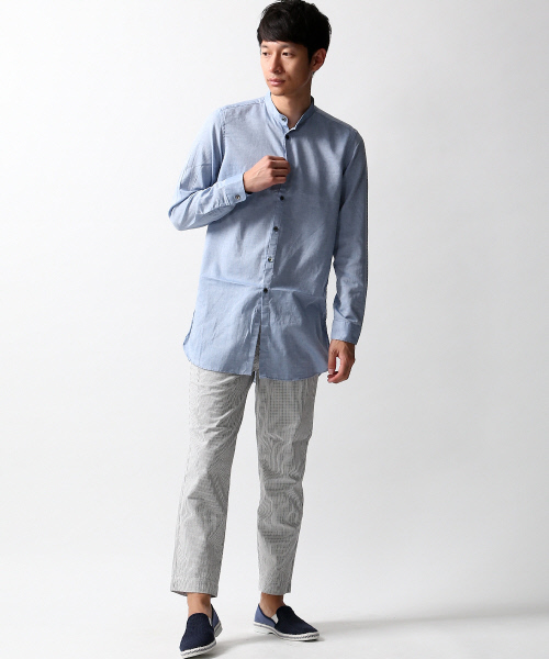 ABAHOUSE（アバハウス）の「リネン混バンドカラーシャツ（シャツ/ブラウス・メンズ・ホワイト/サックスブルー・2/3）」の16枚目の写真