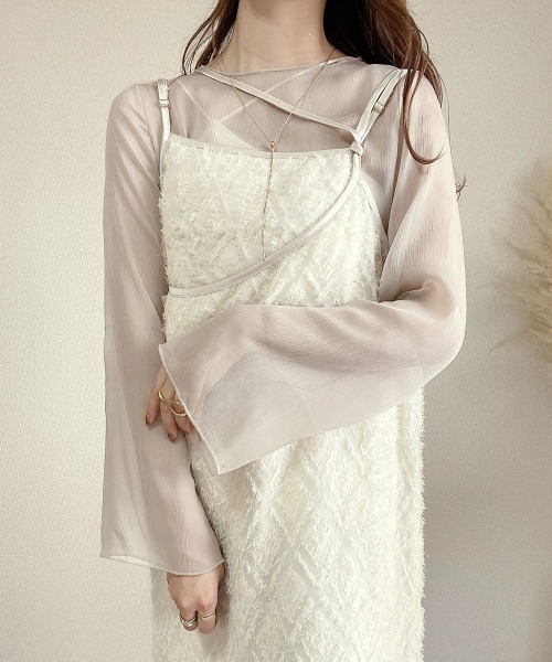 Bab(バブ)の「【koko×Bab】シャギークロスデザインキャミワンピース(ワンピース・レディース・ホワイト系その他/ブラック・M)」の3枚目の写真