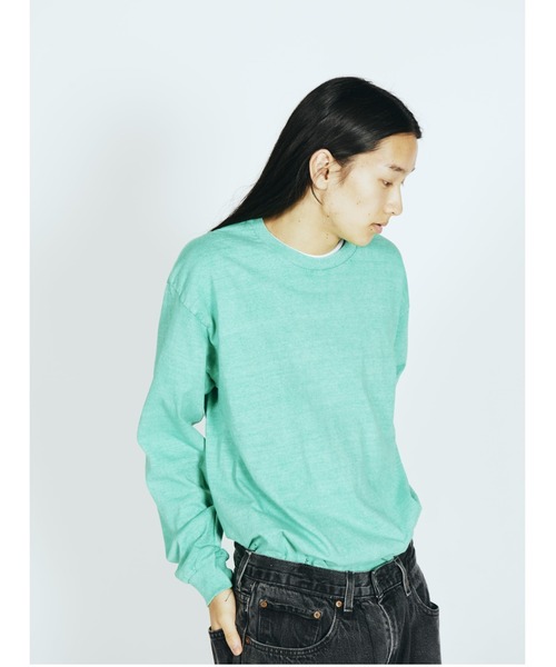 TOWNCRAFT（タウンクラフト）の「TOWNCRAFT / タウンクラフト PIGMENT LS TEE ヴィンテージ加工 長袖Tシャツ（Tシャツ/カットソー・メンズ・ライトグリーン/スモークピンク/ネイビー/ライトパープル/ブルーグレー/ベージュ/グリーン/ブラック/パープル・XX-LARGE/LARGE/X-LARGE/MEDIUM）」の5枚目の写真