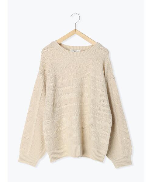 Samansa Mos2 blue（サマンサモスモスブルー）の「ケーブルニットプルオーバー（ニット/セーター・レディース・ベージュ/ネイビー/オフホワイト/グリーン/ブルー・ﾌﾘ-）」の2枚目の写真