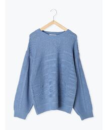 Samansa Mos2 blue | ケーブルニットプルオーバー(ニット/セーター)