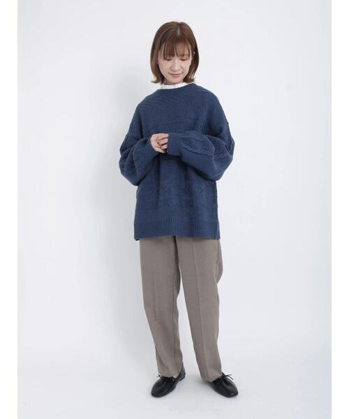Samansa Mos2 blue（サマンサモスモスブルー）の「ケーブルニットプルオーバー（ニット/セーター・レディース・ベージュ/ネイビー/オフホワイト/グリーン/ブルー・ﾌﾘ-）」の21枚目の写真