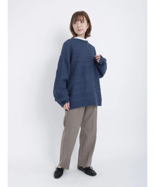 Samansa Mos2 blue（サマンサモスモスブルー）の「ケーブルニットプルオーバー（ニット/セーター・レディース・ベージュ/ネイビー/オフホワイト/グリーン/ブルー・ﾌﾘ-）」の22枚目の写真