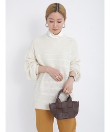 Samansa Mos2 blue | ケーブルニットプルオーバー(ニット/セーター)