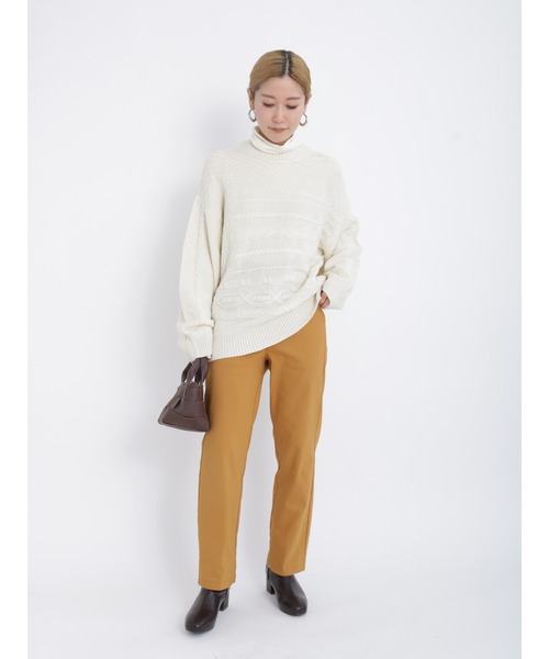 Samansa Mos2 blue（サマンサモスモスブルー）の「ケーブルニットプルオーバー（ニット/セーター・レディース・ベージュ/ネイビー/オフホワイト/グリーン/ブルー・ﾌﾘ-）」の11枚目の写真