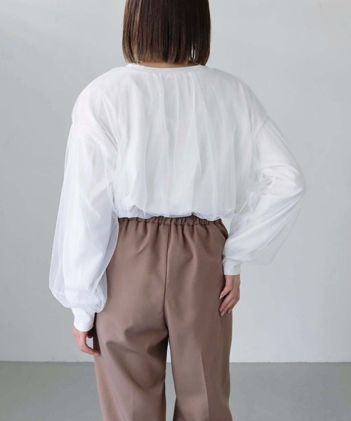 vingtrois(バントロア)の「【vingtrois】チュールレイヤードトップス(Tシャツ/カットソー・レディース・ベージュ/オフホワイト/チャコールグレー/ブラック・M)」の7枚目の写真