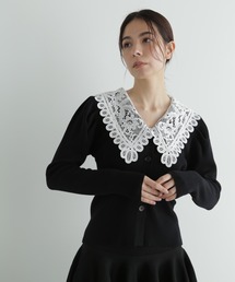 ◆レースカラーニットカーディガン