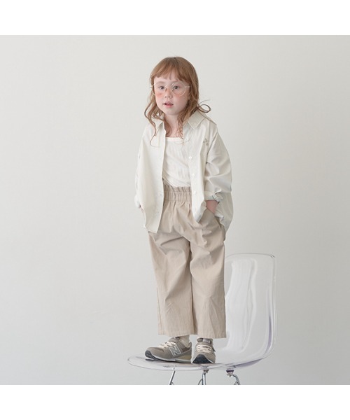 Lycee mine（リセマイン）の「チェリー刺しゅうストライプオーバーシャツ（シャツ/ブラウス・キッズ・ベージュ/ラベンダー/ミント/ネイビー・110cm/130cm/140cm/100cm/120cm/150cm）」の6枚目の写真