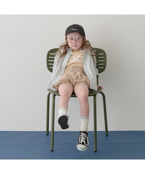 Lycee mine（リセマイン）の「チェリー刺しゅうストライプオーバーシャツ（シャツ/ブラウス・キッズ・ベージュ/ラベンダー/ミント/ネイビー・110cm/130cm/140cm/100cm/120cm/150cm）」の10枚目の写真