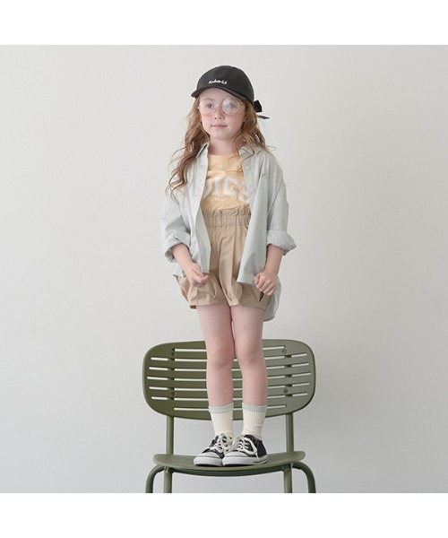 Lycee mine（リセマイン）の「チェリー刺しゅうストライプオーバーシャツ（シャツ/ブラウス・キッズ・ベージュ/ラベンダー/ミント/ネイビー・110cm/130cm/140cm/100cm/120cm/150cm）」の11枚目の写真