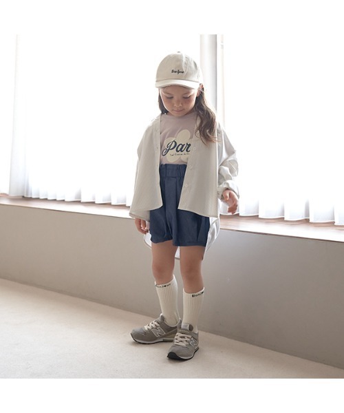 Lycee mine（リセマイン）の「チェリー刺しゅうストライプオーバーシャツ（シャツ/ブラウス・キッズ・ベージュ/ラベンダー/ミント/ネイビー・110cm/130cm/140cm/100cm/120cm/150cm）」の12枚目の写真