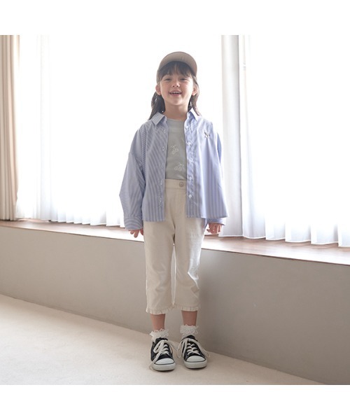 Lycee mine（リセマイン）の「チェリー刺しゅうストライプオーバーシャツ（シャツ/ブラウス・キッズ・ベージュ/ラベンダー/ミント/ネイビー・110cm/130cm/140cm/100cm/120cm/150cm）」の17枚目の写真