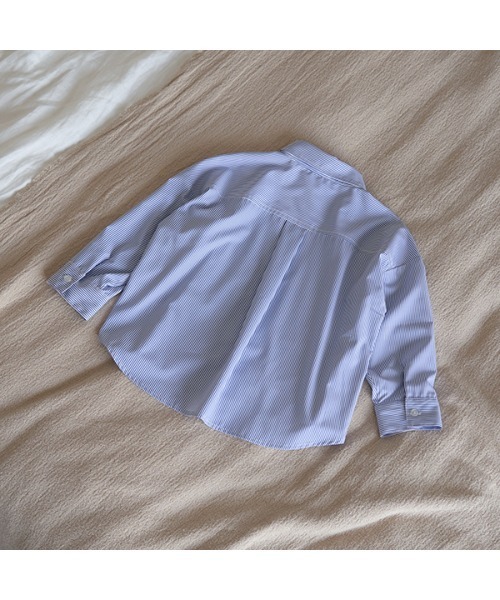 Lycee mine（リセマイン）の「チェリー刺しゅうストライプオーバーシャツ（シャツ/ブラウス・キッズ・ベージュ/ラベンダー/ミント/ネイビー・110cm/130cm/140cm/100cm/120cm/150cm）」の19枚目の写真