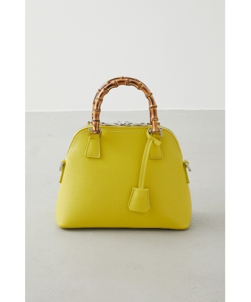 AZUL by moussy（アズールバイマウジー）の「BAMBOO HANDLE HAND BAG/バンブーハンドルハンドバッグ（ハンドバッグ・レディース・ブラック/アイボリー/ライム・FREE）」の3枚目の写真