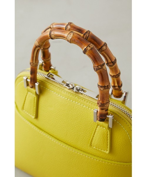 AZUL by moussy（アズールバイマウジー）の「BAMBOO HANDLE HAND BAG/バンブーハンドルハンドバッグ（ハンドバッグ・レディース・ブラック/アイボリー/ライム・FREE）」の11枚目の写真