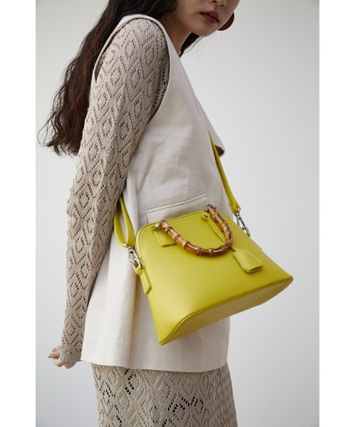 AZUL by moussy（アズールバイマウジー）の「BAMBOO HANDLE HAND BAG/バンブーハンドルハンドバッグ（ハンドバッグ・レディース・ブラック/アイボリー/ライム・FREE）」の19枚目の写真