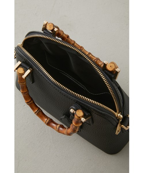 AZUL by moussy（アズールバイマウジー）の「BAMBOO HANDLE HAND BAG/バンブーハンドルハンドバッグ（ハンドバッグ・レディース・ブラック/アイボリー/ライム・FREE）」の7枚目の写真