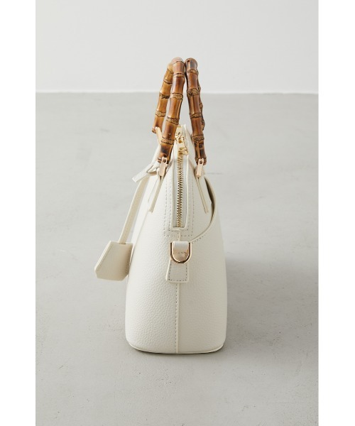 AZUL by moussy（アズールバイマウジー）の「BAMBOO HANDLE HAND BAG/バンブーハンドルハンドバッグ（ハンドバッグ・レディース・ブラック/アイボリー/ライム・FREE）」の9枚目の写真