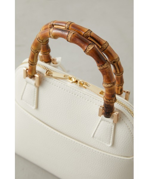 AZUL by moussy（アズールバイマウジー）の「BAMBOO HANDLE HAND BAG/バンブーハンドルハンドバッグ（ハンドバッグ・レディース・ブラック/アイボリー/ライム・FREE）」の12枚目の写真