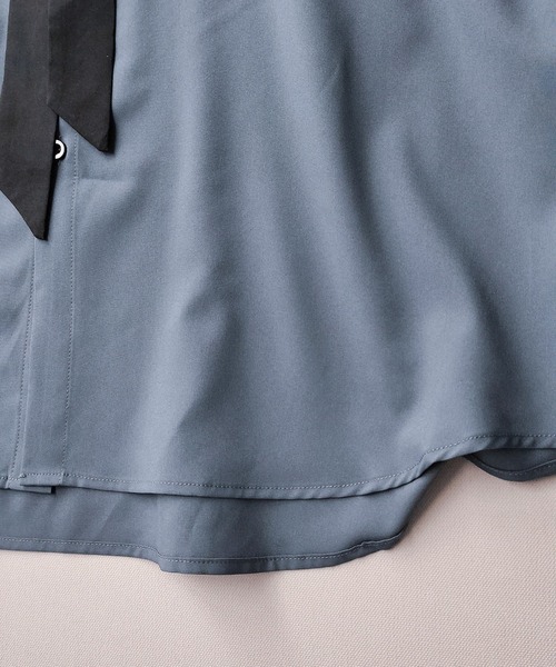 Starting Over（スターティングオーバー）の「ポリストレッチネクタイ付きビッグシルエットシャツ/レディース メンズ（シャツ/ブラウス・メンズ・ホワイト/ブラック/グレー・M/L/XL）」の6枚目の写真