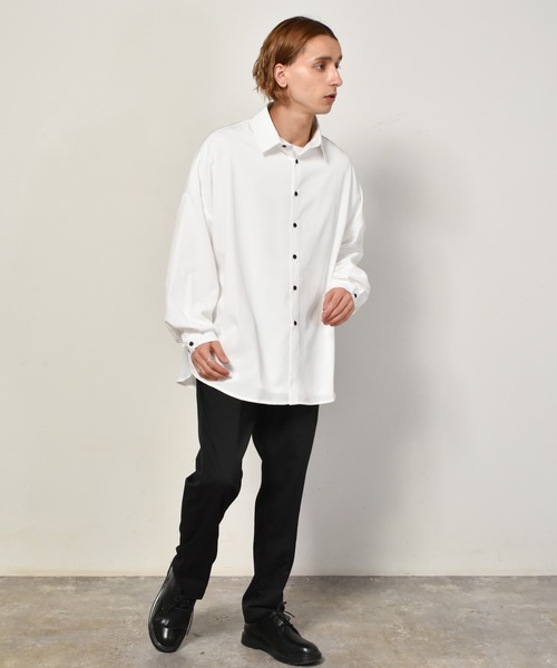 Starting Over（スターティングオーバー）の「ポリストレッチネクタイ付きビッグシルエットシャツ/レディース メンズ（シャツ/ブラウス・メンズ・ホワイト/ブラック/グレー・M/L/XL）」の17枚目の写真