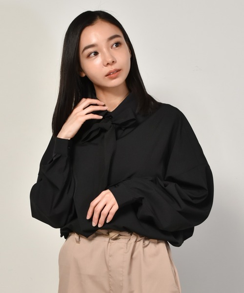 Starting Over（スターティングオーバー）の「ポリストレッチネクタイ付きビッグシルエットシャツ/レディース メンズ（シャツ/ブラウス・メンズ・ホワイト/ブラック/グレー・M/L/XL）」の19枚目の写真