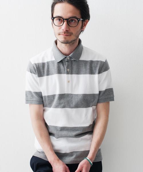 green label relaxing（グリーンレーベルリラクシング）の「US/C WIDE/BOR ポロシャツ S/S◆（ポロシャツ・メンズ・ネイビー/オリーブ/グレー・LARGE/X-LARGE/MEDIUM/SMALL）」の2枚目の写真