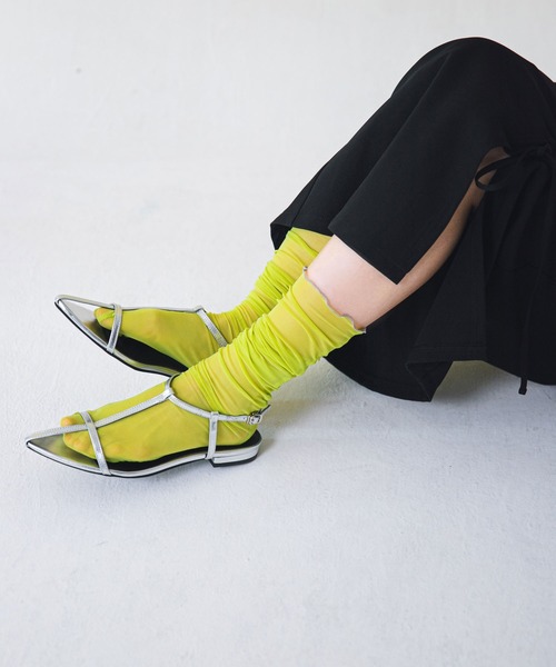 bohmal（ボマール）の「シアーカラフルソックス（ソックス/靴下・レディース・ブラック/ピンク/ライム/ブルー/アイボリー・FREE）」の2枚目の写真