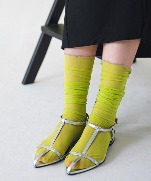 bohmal（ボマール）の「シアーカラフルソックス（ソックス/靴下・レディース・ブラック/ピンク/ライム/ブルー/アイボリー・FREE）」の12枚目の写真