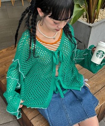 HELLO.SANFRANCISCO（ハローサンフランシスコ）の「【HELLO.SANFRANCISCO/ハローサンフランシスコ】メッシュリボンカーディガン（カーディガン/ボレロ）」