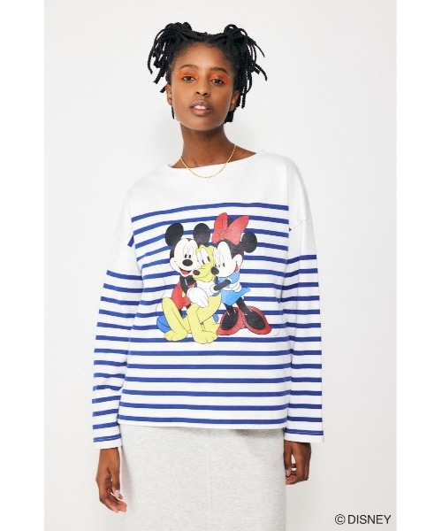 Disney SERIES CREATED by MUS(ディズニーシリーズクリエイテッドバイエムユーエス)の「MD BORDER LS Tシャツ(Tシャツ/カットソー・レディース・ホワイト/ネイビー・FREE)」の3枚目の写真