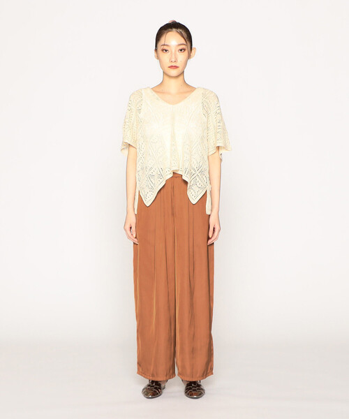 COMME CA ISM（コムサイズム）の「サテン　ワイドパンツ（その他パンツ・レディース・イエロー×グリーン/ブラウン・SMALL/LARGE/MEDIUM）」の5枚目の写真