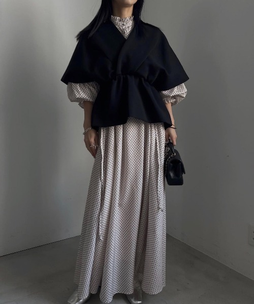 Ameri（アメリ）の「PONCHO SILHOUETTE JERSEY TOP（Tシャツ
