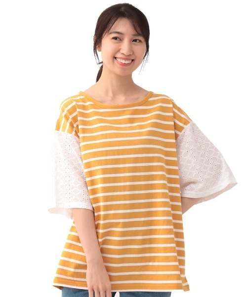 チチカカ(チチカカ)の「レースxボーダープルオーバー【大きいサイズ】(Tシャツ/カットソー・レディース・ブラック/パープル/オレンジ・3L)」の17枚目の写真