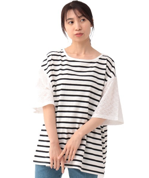 チチカカ(チチカカ)の「レースxボーダープルオーバー【大きいサイズ】(Tシャツ/カットソー・レディース・ブラック/パープル/オレンジ・3L)」の6枚目の写真