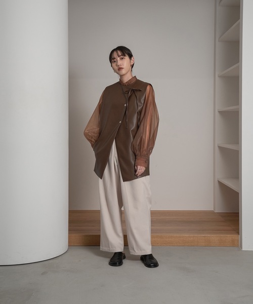 lawgy（ラウジー）の「ribbon design leather vest（ベスト・レディース・ブラウン/ベージュ・FREE）」の16枚目の写真