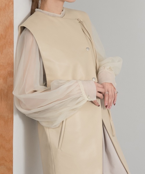 lawgy（ラウジー）の「ribbon design leather vest（ベスト・レディース・ブラウン/ベージュ・FREE）」の20枚目の写真